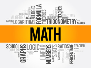 Math word cloud collage, education concept background