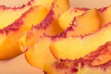 Ripe peach fruit slice