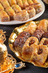 Baklava, Turkish dessert made of thin pastry, nuts and honey