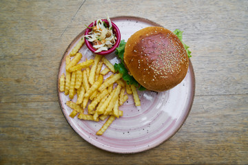 Delicious Hamburger on the Table