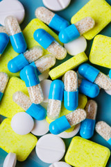Pharmaceutical pills and capsules background