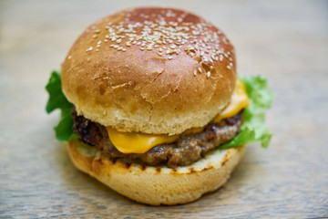Delicious Hamburger on the Table