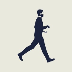 Fototapeta na wymiar Businessman running forward. Abstract illustration. Modern lifestyle metaphor. Web icon with for application