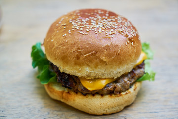 Delicious Hamburger on the Table