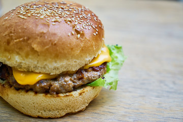 Delicious Hamburger on the Table