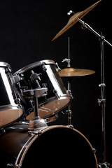 Fototapeta na wymiar drum set on black
