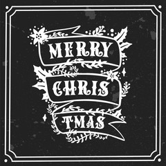 Merry Christmas -  hand lettering grunge desiign inscription vector.