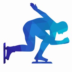 silhouette of a speed skater , vector draw © oldok