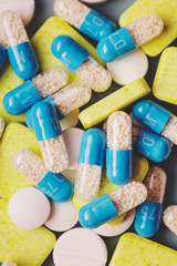 Pharmaceutical pills and capsules background