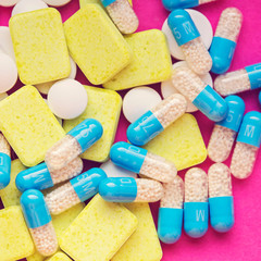 Pharmaceutical pills and capsules background