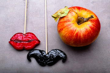 black mustache image Adam, Eve and the forbidden apple.
