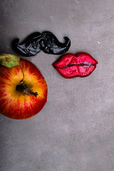 black mustache image Adam, Eve and the forbidden apple.