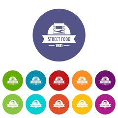 Sell street food icons color set vector for any web design on white background