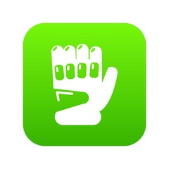 Paintball sport glove icon green vector isolated on white background