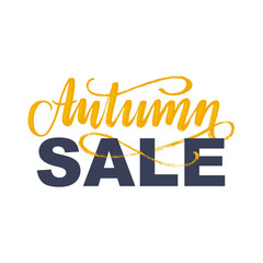 Vector illustration, Autumn Sale lettering isolated on a white background.