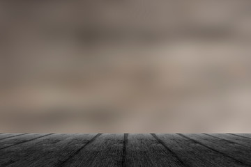 Black empty wooden table and Blurred background for montage product.