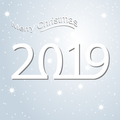 New year card for 2019 with Сhristmas text and snowflakes