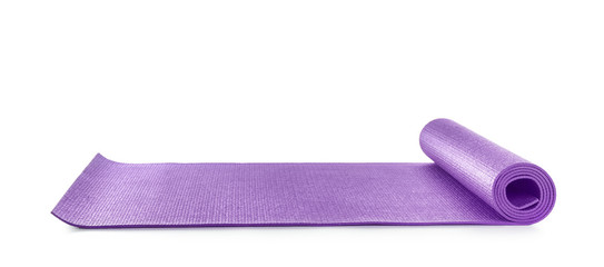 Color yoga mat on white background - obrazy, fototapety, plakaty