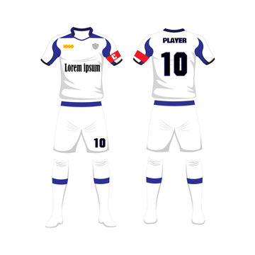 Uniform of football sport design template. Sport uniform in front and back view.