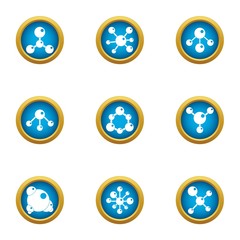 Chemical atom icons set. Flat set of 9 chemical atom vector icons for web isolated on white background