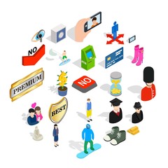 Fototapeta premium Perfect body icons set. Isometric set of 25 perfect body vector icons for web isolated on white background