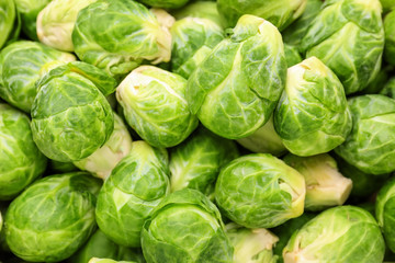 Fresh brussels sprouts as background