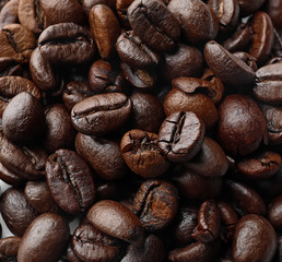Roasted coffee beans as background