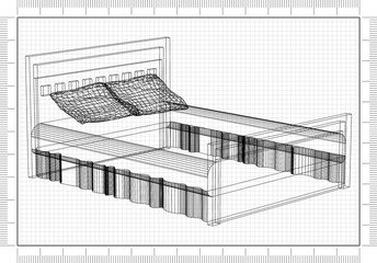Bed 3D blueprint 