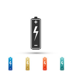 Battery icon isolated on white background. Set elements in colored icons. Flat design. Vector Illustration