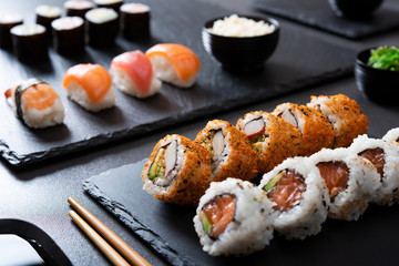 Sushi set at japanese restaurant