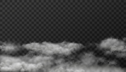 Vector illustration of white smoky clouds  on transparent background