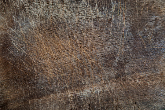 Old grunge wooden cutting kitchen desk board background texture.