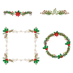 Christmas festive poinsettia frame