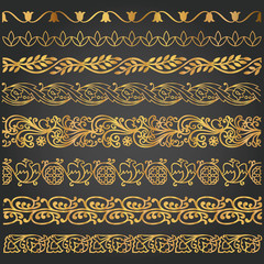 Fototapeta premium Border, lines ornamental vinage set