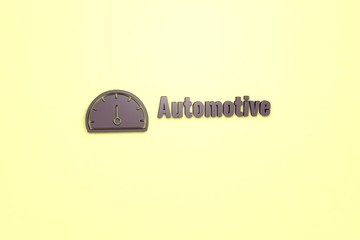 Illustration of Automotive with purple text on yellow background