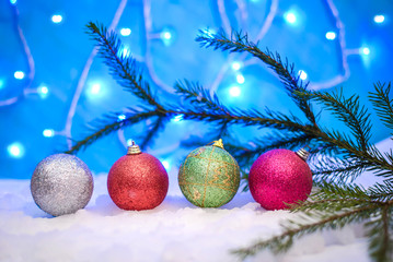 New year picture with colorful Christmas balls
