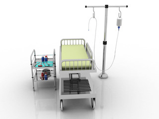 3d rendering Hospital Bed