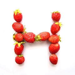 Letter H of the English alphabet from strawberry
