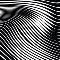 Abstract Warped Black and White Lines Background