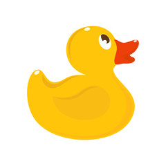 Yellow rubber duck. Vector illustration. Series of children's toys. EPS 10.