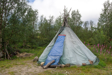 a traditional sami tent in lapland © olivercesarritz