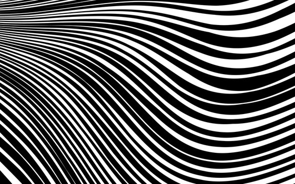 Abstract Warped Black and White Lines Background © Supertrooper