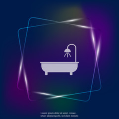 Vector neon light icon of having a shower or a bathroom in the room. Vector icon illustration bathroom. Layers grouped for easy editing illustration. For your design.
