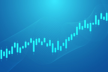 Stock market graph or forex trading chart for business and financial concepts, reports and investment on blue background . Vector illustration