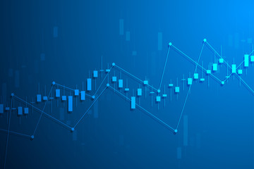 Stock market graph or forex trading chart for business and financial concepts, reports and investment on blue background . Vector illustration