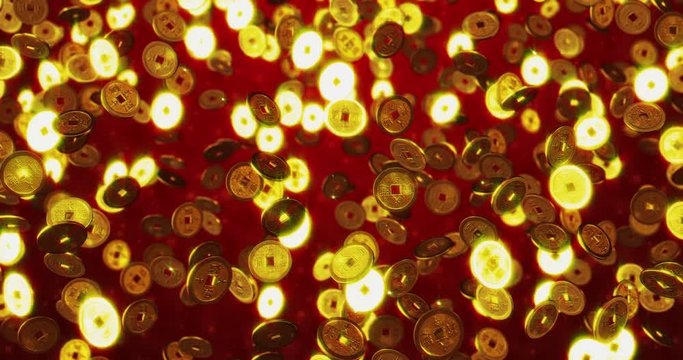 Golden Chinese coins.