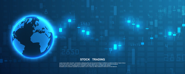 Stock market graph or forex trading chart for business and financial concepts, reports and investment on blue background . Vector illustration