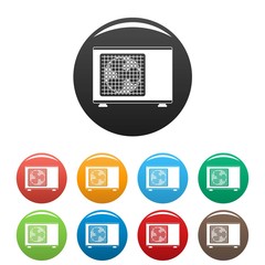 Fototapeta premium Outdoor conditioner fan icons set 9 color vector isolated on white for any design