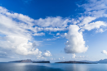 Beautiful cloudy landscape with Greek Islands
