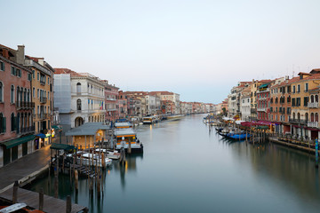 Fototapeta na wymiar Grand Canal in Venice, clear sky in summer in Italy, nobody
